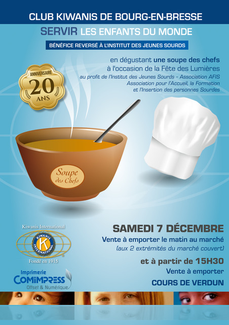 Depuis 20 ans, le club des KIWANIS de l’Ain organise début décembre un événement attendu par de nombreux burgiens : « La Soupe des Chefs ». Retrouvez nous samedi 7 […]